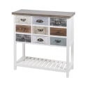 Console en bois shabby chic 9 tiroirs 80x32,5x82 cm Sardinia Promotion