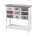 Console en bois shabby chic 9 tiroirs 80x32,5x82 cm Sardinia Promotion