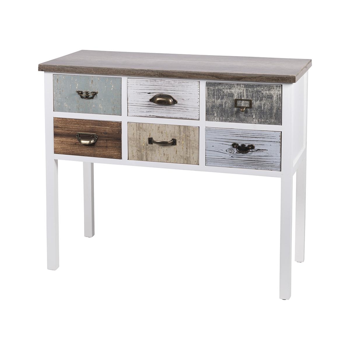 Console d'entrée en bois 6 tiroirs style shabby chic Sardinia Promotion Console d'entrée en bois 6 tiroirs style shabby chic Sardinia Promotion