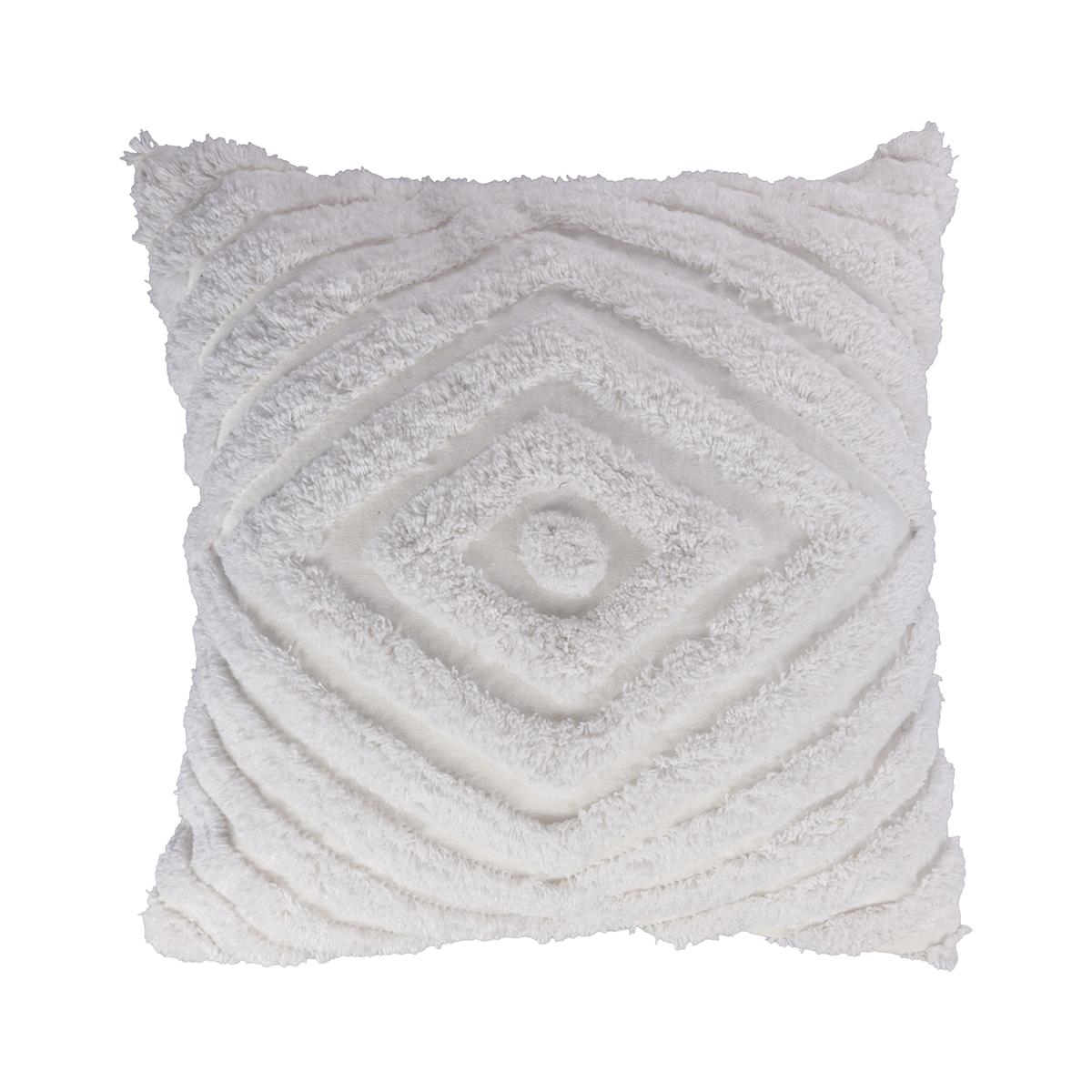 Coussin de canapé 45x45cm blanc déhoussable motif diamant Fronda Promotion