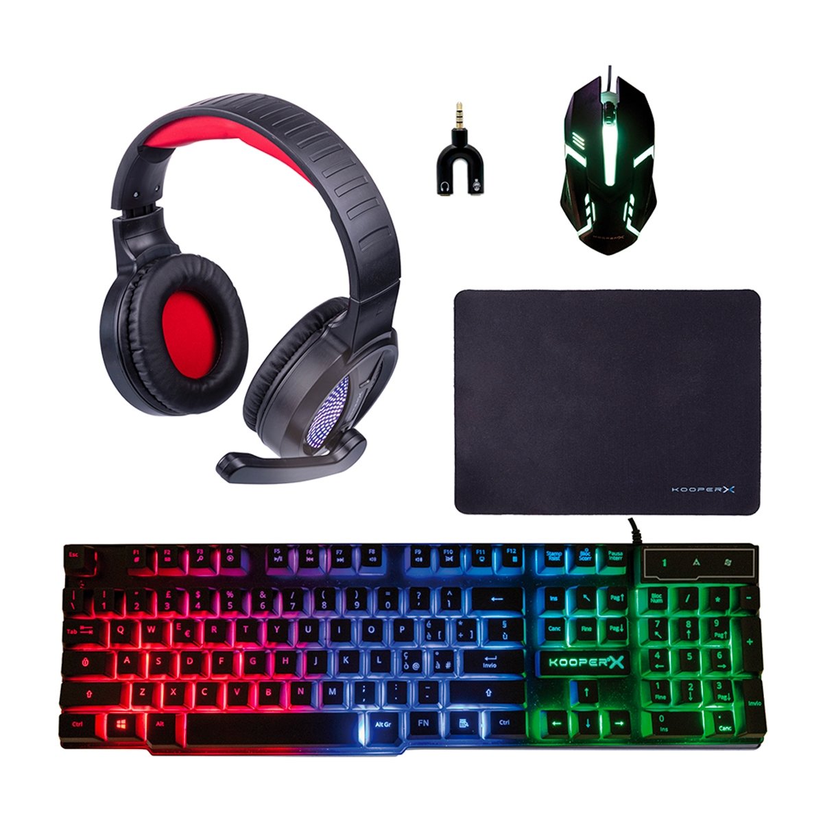 Combo Gamer 5 en 1 clavier casque souris tapis et adaptateur Milao Promotion Combo Gamer 5 en 1 clavier casque souris tapis et adaptateur Milao Promotion