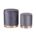 Ensemble de 2 poufs repose-pieds en tissu effet velours base dorée Ilduma 