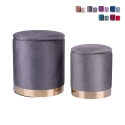 Ensemble de 2 poufs repose-pieds en tissu effet velours base dorée Ilduma Caractéristiques