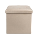 Pouf de rangement carré 38x38 cm multi-usage effet velours Yushka 
