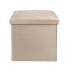 Pouf de rangement carré 38x38 cm multi-usage effet velours Yushka 