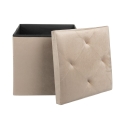 Pouf de rangement carré 38x38 cm multi-usage effet velours Yushka Vente