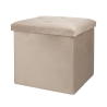 Pouf de rangement carré 38x38 cm multi-usage effet velours Yushka 
