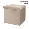 Pouf de rangement carré 38x38 cm multi-usage effet velours Yushka Promotion