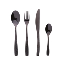 Ensemble 16 couverts en acier inoxydable noir brillant manche martelé Harlem Promotion