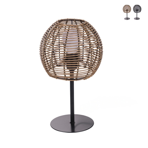 Lampe de table avec abat-jour en fils effet rotin Tashik Promotion