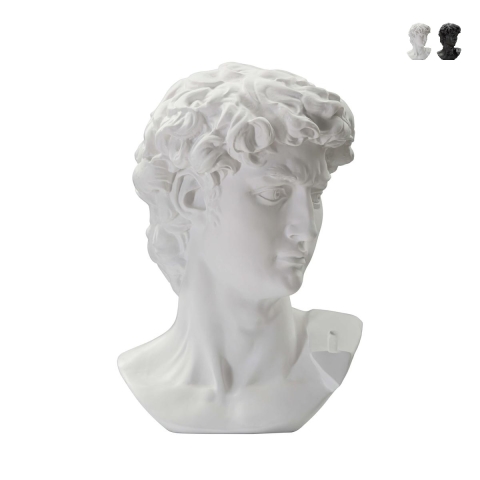 Sculpture décorative tête d'homme en résine 44x35,5x60cm David Promotion