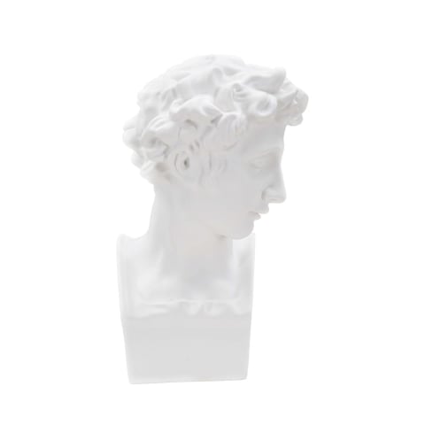 Statuette sculpture décorative en résine blanche visage masculin Enea Promotion