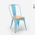 chaise cuisine industrielle design style steel wood top light Promotion