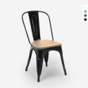 chaise cuisine industrielle design style steel wood top light 