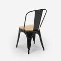 chaise cuisine industrielle design style steel wood top light 