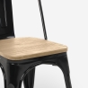 chaise cuisine industrielle design style steel wood top light 