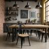 chaise cuisine industrielle design style steel wood top light 