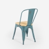Chaise industrielle métallique vintage avec plateau en bois ancien Steel Old Wood Top Light. Dimensions