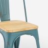 Chaise industrielle métallique vintage avec plateau en bois ancien Steel Old Wood Top Light. Modèle