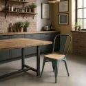 Chaise industrielle métallique vintage avec plateau en bois ancien Steel Old Wood Top Light. Remises
