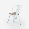 Chaises industrielles en métal vintage blanc avec plateau en bois Steel Old Wood. Modèle