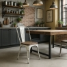 Chaises industrielles en métal vintage blanc avec plateau en bois Steel Old Wood. Remises