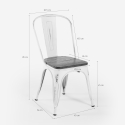Chaises industrielles en métal vintage blanc avec plateau en bois Steel Old Wood. Dimensions