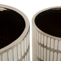 Ensemble de 2 vases en céramique blanche avec décorations argent Ray Remises