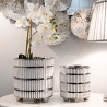Ensemble de 2 vases en céramique blanche avec décorations argent Ray Vente