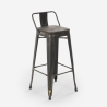 tabouret design industriel métal bois vintage style brush top 78 cm 