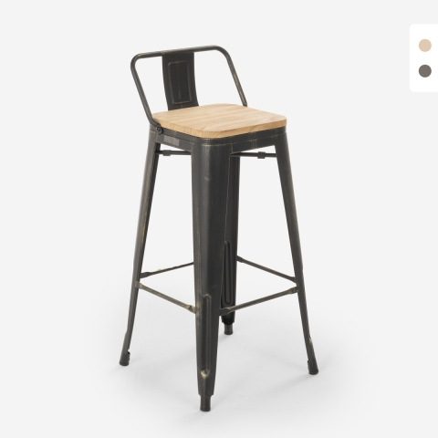 tabouret design industriel métal bois vintage style brush top 78 cm Promotion