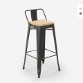 tabouret design industriel métal bois vintage style brush top 78 cm Promotion