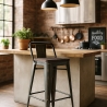 tabouret design industriel métal bois vintage style brush top 78 cm 