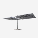 Parasol de jardin déporté double bras 3x3 en aluminium bar hôtel Oslo Remises