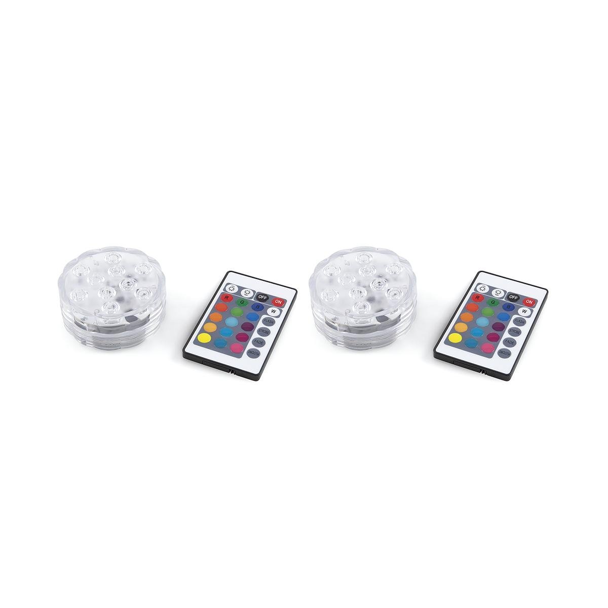 Set de 2 spots LED étanches avec télécommande Ø 6,9x2,8 cm Virel Promotion Set de 2 spots LED étanches avec télécommande Ø 6,9x2,8 cm Virel Promotion