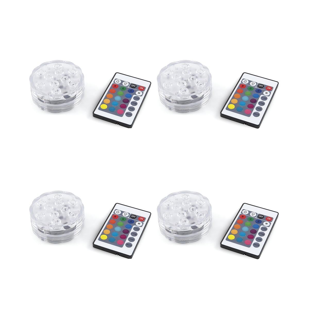 Set de 4 spots LED étanches avec télécommande Ø6,9x2,8 cm Virel Promotion Set de 4 spots LED étanches avec télécommande Ø6,9x2,8 cm Virel Promotion