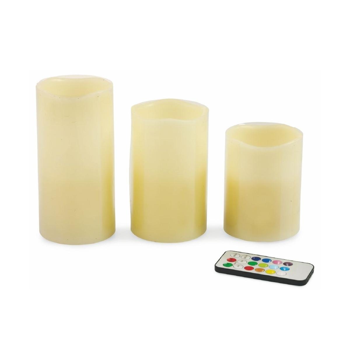 Ensemble de 3 bougies LED, 12 variations de couleur, télécommande Tivon