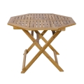 Table octogonal pliant en acacia avec trou pour parasol Bali Promotion