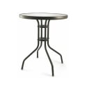 Table ronde d'extérieur 60 cm en acier carbone et verre Lorea Réductions