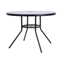Table ronde d'extérieur 100 cm en acier au carbone et verre blanc Lorea Choix