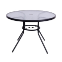 Table ronde d'extérieur 100 cm en acier au carbone et verre blanc Lorea Modèle