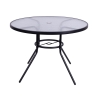 Table ronde d'extérieur 100 cm en acier au carbone et verre blanc Lorea Modèle
