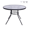 Table ronde d'extérieur 100 cm en acier au carbone et verre blanc Lorea Promotion