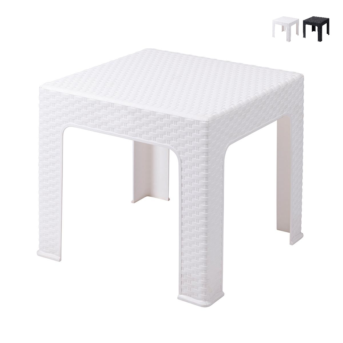 Table basse d'extérieur 43x43 cm en plastique effet rotin Zhorek