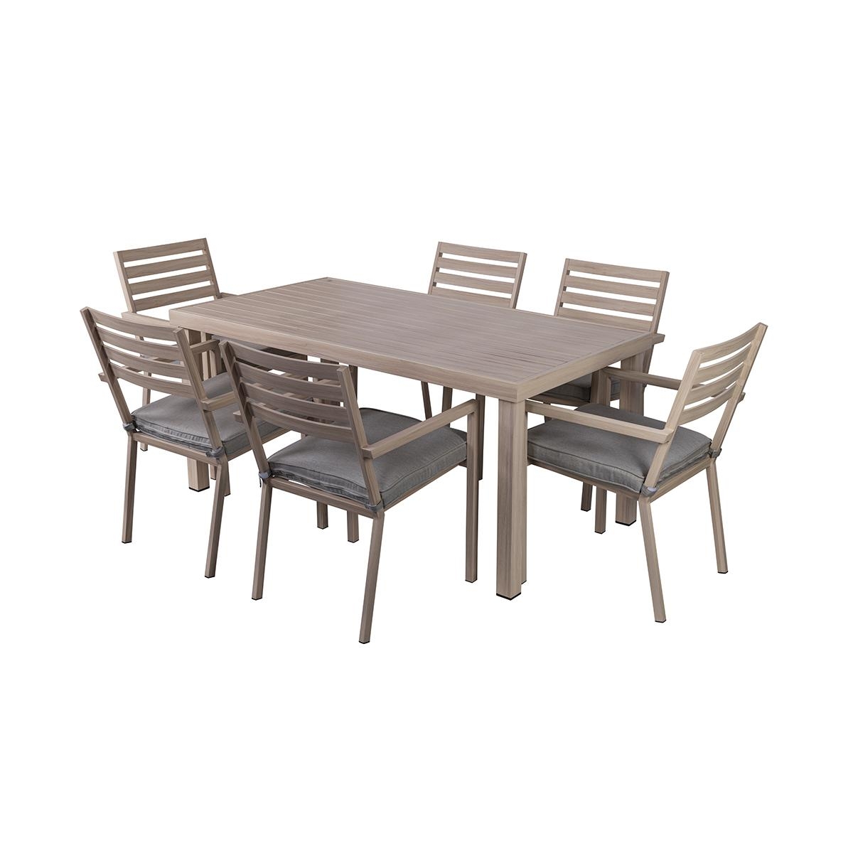 Table de jardin + 6 chaises en aluminium avec coussins Ibiza