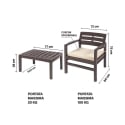 Salon de jardin extérieur canapé 2 fauteuils table basse effet bois Fij 