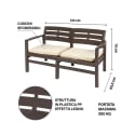Salon de jardin extérieur canapé 2 fauteuils table basse effet bois Fij 