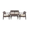 Salon de jardin extérieur canapé 2 fauteuils table basse effet bois Fij 