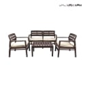 Salon de jardin extérieur canapé 2 fauteuils table basse effet bois Fij Promotion