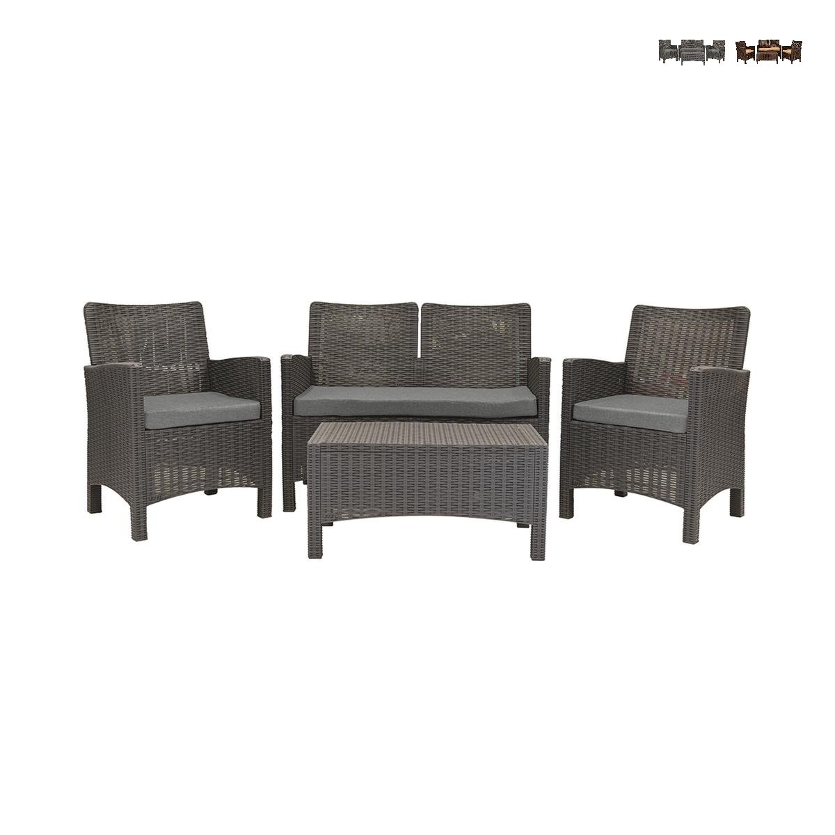 Salon de jardin canapé 2 places fauteuils table basse effet rattan Malaga Promotion Salon de jardin canapé 2 places fauteuils table basse effet rattan Malaga Promotion